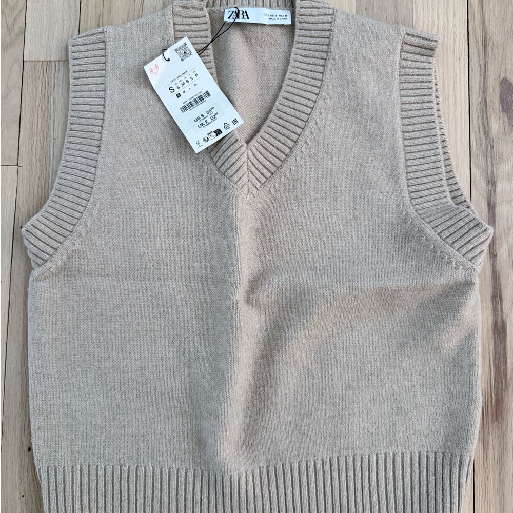 Zara Tan V-Neck Sweater Vest